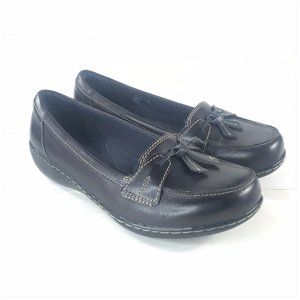 Clarks Ashland Bubble 8EE Navy Blue Leather Loafer